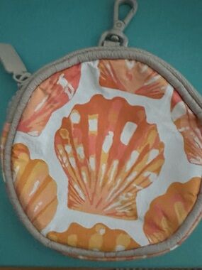 ALOHA Collection Seashell Cutie Coin Pouch in Coral and Yellow